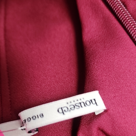 House of CB Burgundy Satin Midi Dress Strapless Measures Small - Picture 5 of 8